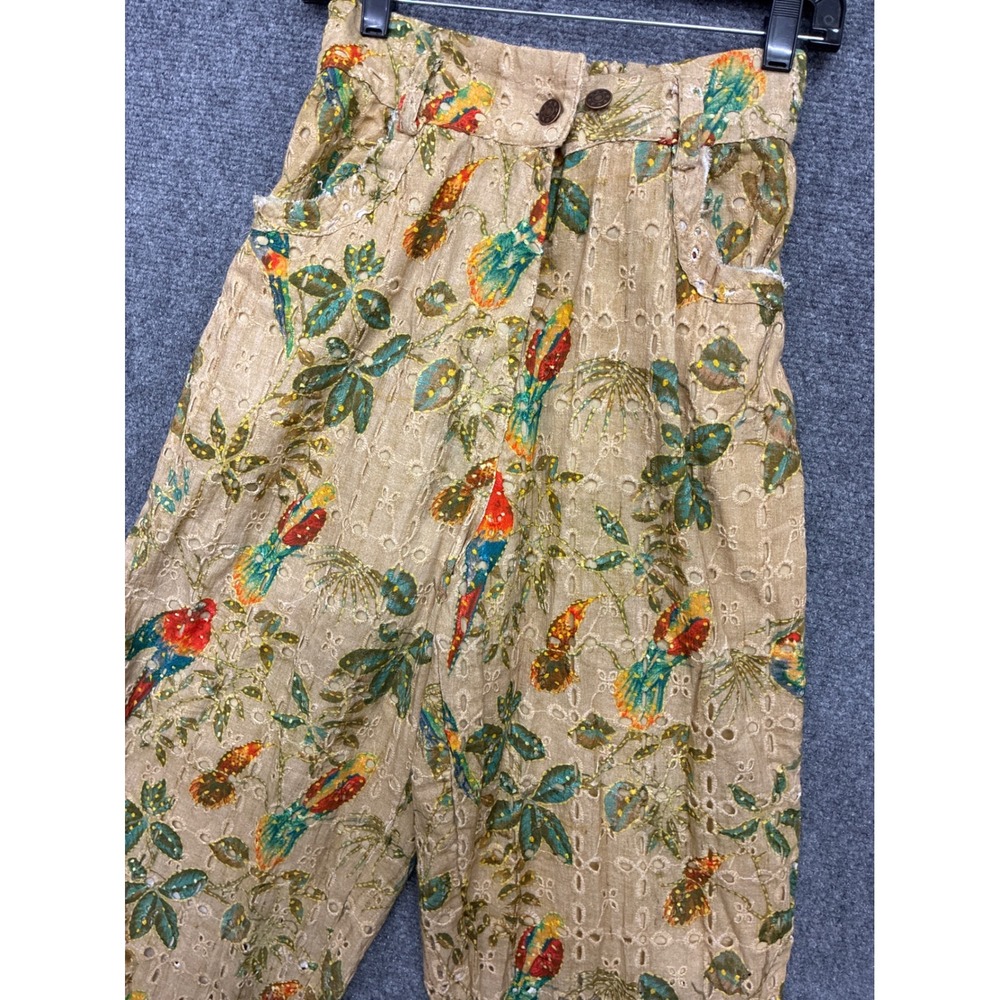 Eyelet Parrot Paper Lace Tropical Pants Tan XS